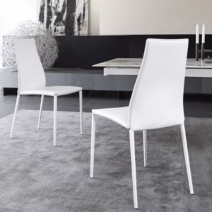 Calligaris Aida Chair, White Metal Frame White Eco Leather