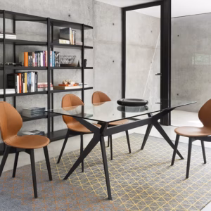 Basil Wood/Leather Chair by Calligaris
