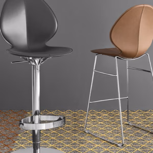 Calligaris Basil Metal + Leather Stool