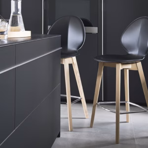Calligaris Basil Wood + Leather Stool