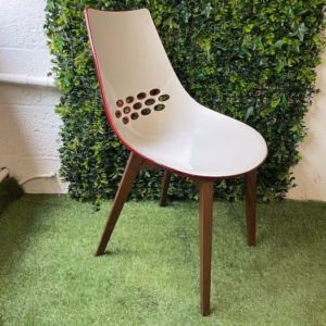 Calligaris Connubia Jam Chair Wooden Legs - Glossy Optic White/Transparent Red
