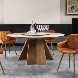Icaro Ceramic Round Dining Table by Calligaris