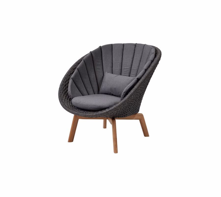 Cane-line Outdoor Peacock Lounge Chair - Teak/Dark Grey