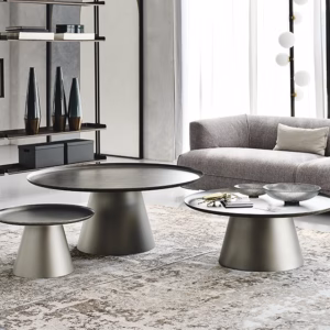 Cattelan Italia Amerigo round Coffee Table, brushed steel