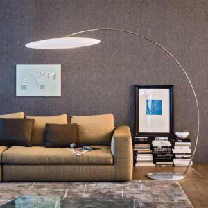 Cattelan Italia Astra Arc Floor Light, White Polyethylene Lampshade
