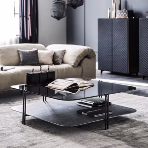 Cattelan Italia Biplane Coffee Table, Square, Rectangular, Keramik and Glass Tops