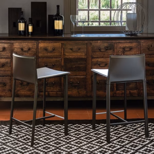 Cattelan Italia Cliff Stool, Leather Upholstery