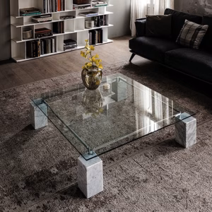 Cattelan Italia Dielle Coffee Table, Square, Rectangular, Glass, Marble