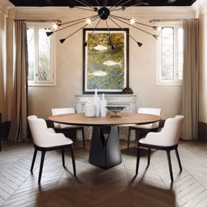 Cattelan Italia Giano Dining Table, round, oval, solid wood, carrara marble