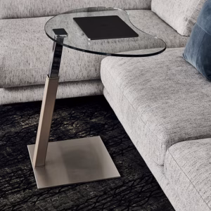 Cattelan Italia Lap Glass Side Table, rectangular, shaped