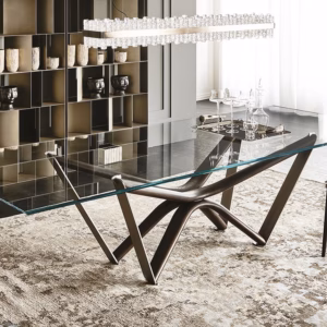 Cattelan Italia Marathon Glass Dining Table, rectangular, shaped