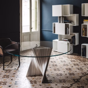 Cattelan Italia Plisset Glass Dining Table, round, rectangular, shaped