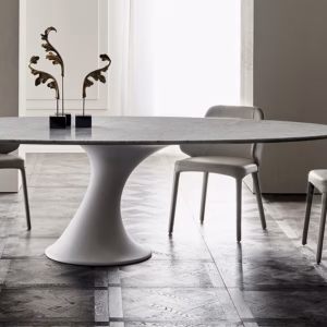 Cattelan Italia Reef Round, Oval, Dining Table, Carrara Marble