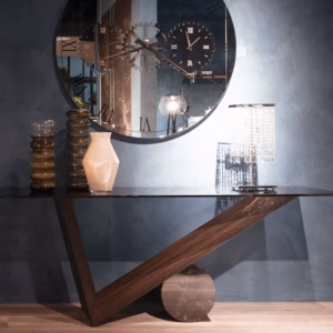 Cattelan Italia Valentino Console Table, glass, wood, stone