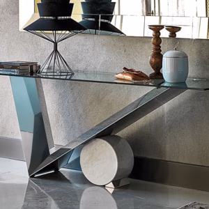 Cattelan Italia Valentinox Console Table, glass, stainless steel, stone