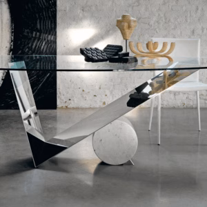 Cattelan Italia Valentinox Dining Table, RECTANGULAR, SHAPED, OVAL, OBLONG, GLASS, stainless steel, stone