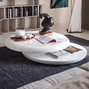 Cattelan Italia Yo-yo Coffee Table, white polished lacquered wood.