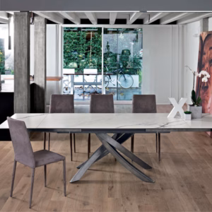 Bontempi Casa Artistico Rectangular Ceramic and Marble Extending Table