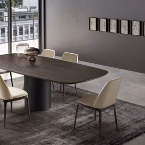 Eforma Cilindro Fixed Dining Round in Glass, Ceramic, Wood or Marble