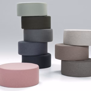 Sits Circle Footstool Upholstered in Fabric