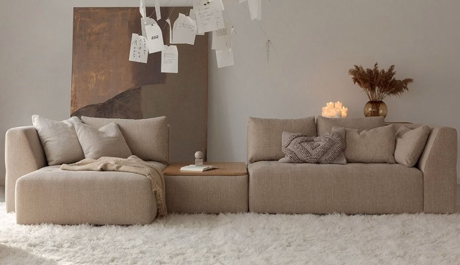 Sits Cleo Modular Sofa Upholstered in Fabric, Leather