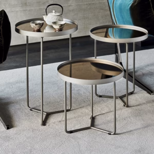 Cattelan Italia Billy Side Table, Round, Mirrored bronze glass top