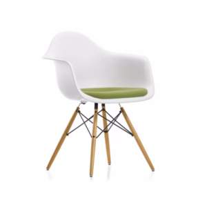 Eames Plastic Armchair DAW with Wood Base & Upholstery