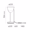 FLOS Ceramique Up Table or Floor Lamp Dimensions