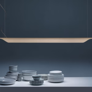 Foscarini Troag Strip Suspension Light Wood 185cm Length in 2 Finishes