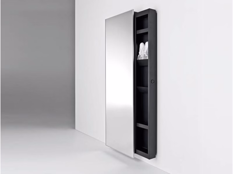Horm Backstage Mirror Sliding Storage Unit with Shelves