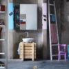 Horm Backstage Mirror Sliding Storage Unit with Shelves