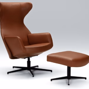 Sits Isa Relax Chair with Lean Backrest and Swivel Base, Fabric, Leather