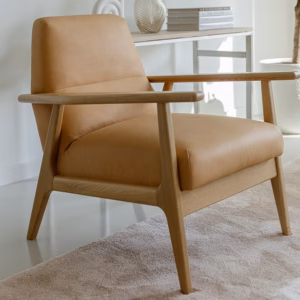 SITS Jack Armchair with Wooden Frame, Fabric, Leather Upholstery