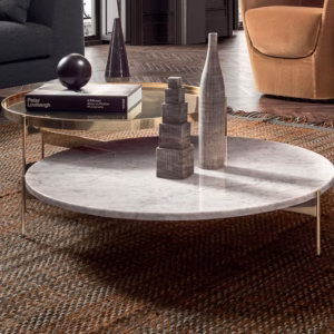 Pianca Abaco Round Coffee Table 90 Quiet Metal, Leather, Marble, Conrete or Glass