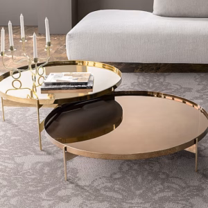 Pianca Abaco Round Coffee Table 60 Loud in Metal, Leather, Marble or Glass