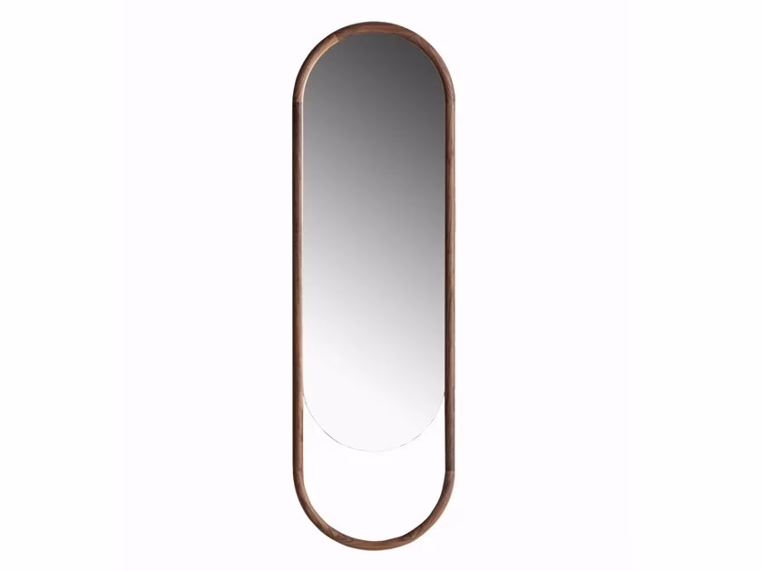 Porada Backstage Wall Hanger Mirror in Canaletta Walnut 