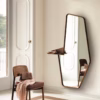 Porada Ops 3 Wall Mirror with Shelf in Canaletta Walnut