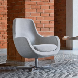 SITS Stefani Armchair with Tilt Mechanism, Fabric, Leather Upholstery, Metal Frame