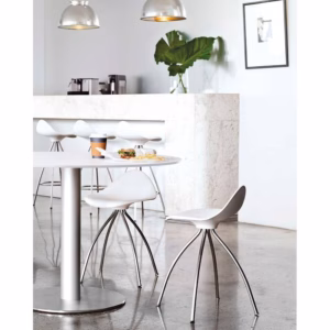 Stua Onda Stool in Tapue with White Seat 45cm Shinny Chrome