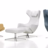 Vitra Grand Repos Armchair Lounge Chair in Leather or Fabric Optional Ottoman or Panchina