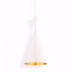 White Beat Tall Pendant Light By Tom Dixon